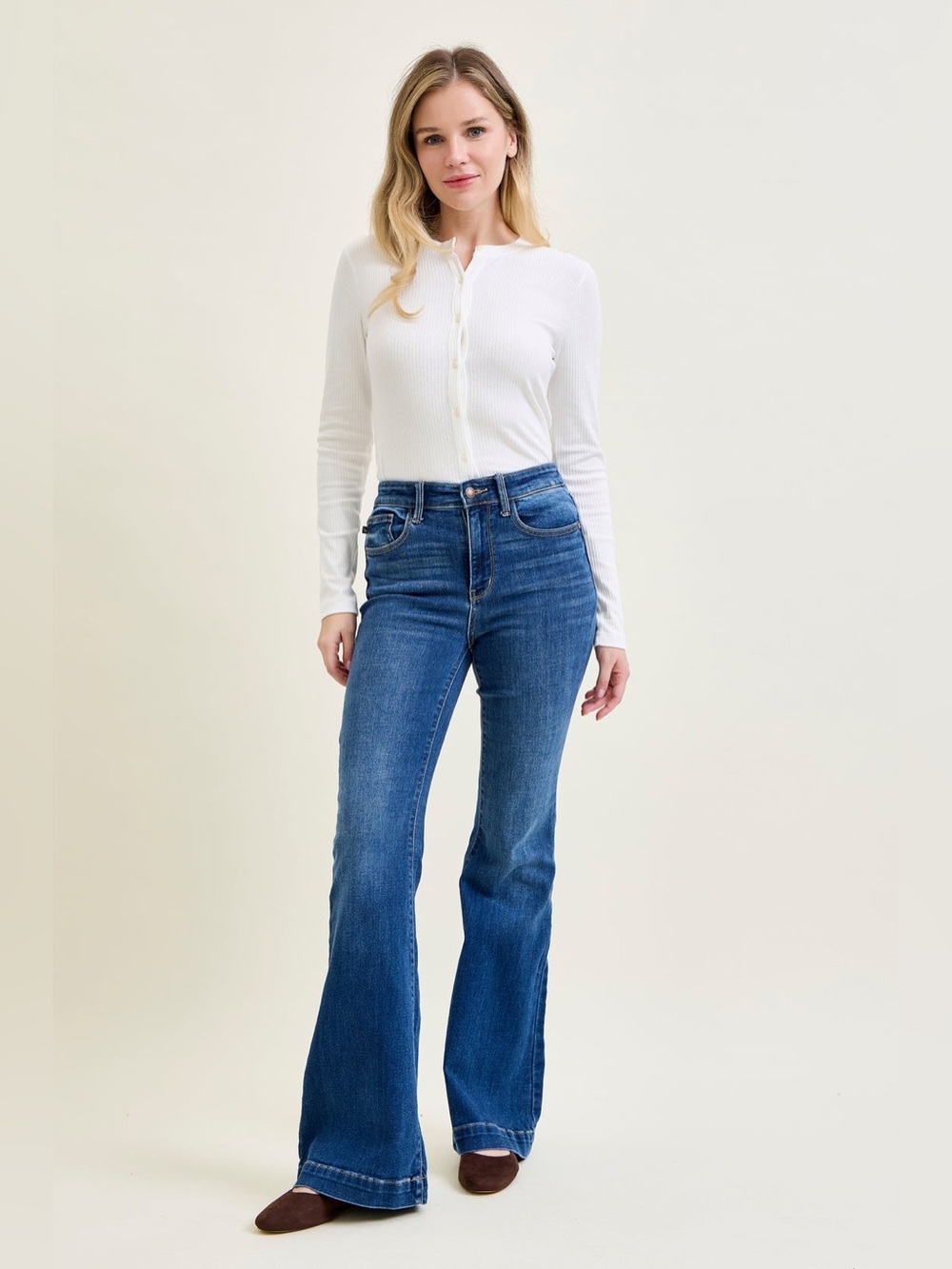 Judy Blue Charlotte Wide Hem Flare Blue Jeans 3/26